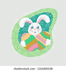 Easter bunny holds eggs. Vector illustration.