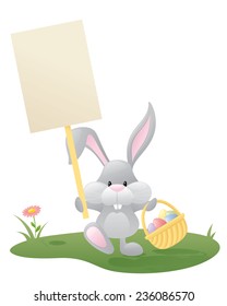 Easter Bunny holds up the message of your choice.
