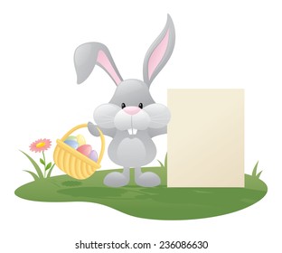 Easter Bunny holds up the message of your choice.