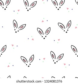 Easter bunny icon seamless pattern vector illustration