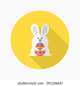 Easter bunny icon , Vector flat long shadow design.