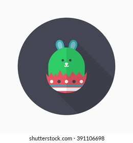 Easter bunny icon , Vector flat long shadow design.