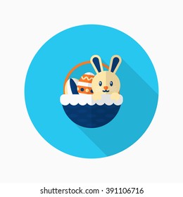 Easter bunny icon , Vector flat long shadow design.