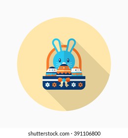 Easter bunny icon , Vector flat long shadow design.