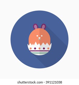 Easter bunny icon , Vector flat long shadow design.