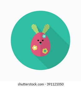 Easter bunny icon , Vector flat long shadow design.