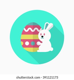 Easter bunny icon , Vector flat long shadow design.