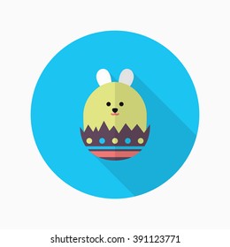 Easter bunny icon , Vector flat long shadow design.