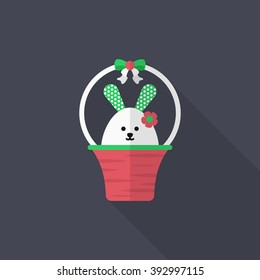 Easter bunny icon , Vector flat long shadow design.