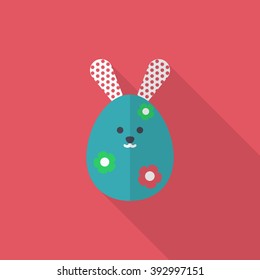 Easter bunny icon , Vector flat long shadow design.