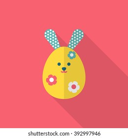Easter bunny icon , Vector flat long shadow design.