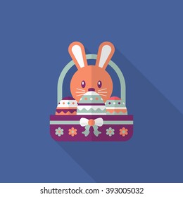 Easter bunny icon , Vector flat long shadow design.