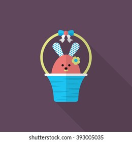 Easter bunny icon , Vector flat long shadow design.