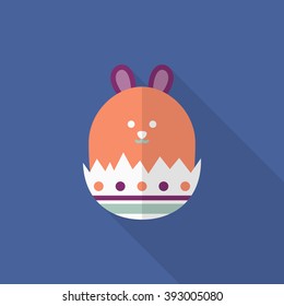 Easter bunny icon , Vector flat long shadow design.