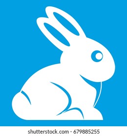 Easter bunny icon white isolated on blue background vector illustration