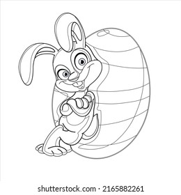 Easter Bunny  illustration for coloring book  Easter background with creative cute bunny.