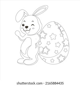 Easter Bunny  illustration for coloring book  Easter background with creative cute bunny.