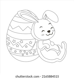 Ilustración de Easter Bunny para colorear el libro Antecedentes de Pascua con conejito lindo creativo.