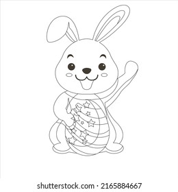 Easter Bunny  illustration for coloring book  Easter background with creative cute bunny. Easter Egg 