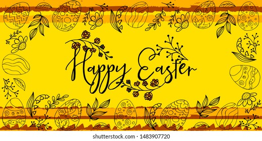 Easter bunny. Easter illustration. Holiday card, wrapping, background