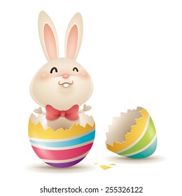 Easter Bunny Inside A Cracked Egg