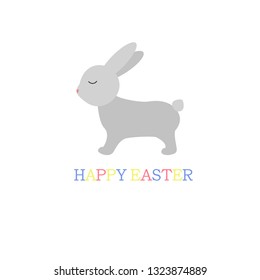 Easter Bunny isolated on a white background. vector image. print with Easter Bunny and the inscription "happy Easter". can be used as wrapping paper, postcard and more.