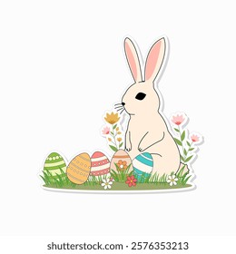 Easter bunny isolated on white background sticker