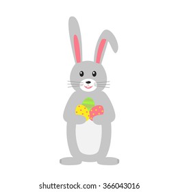 Easter bunny isolated on white background. Rabbit animal vector for card, invitation, banner or flyer. Vector illustration. 