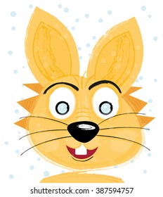 Easter Bunny Isolated on White Background. Vector Illustration. Happy Easter Card with Smiling Rabbit Head