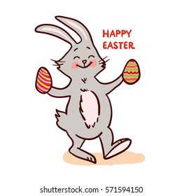 Easter bunny isolated on white background. Vector illustration.