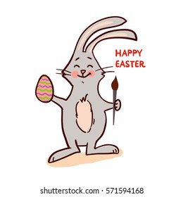 Easter bunny isolated on white background. Vector illustration.