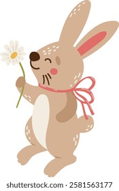Easter bunny isolated vector, cute rabbit cartoon