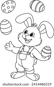 Easter Bunny juggler coloring page