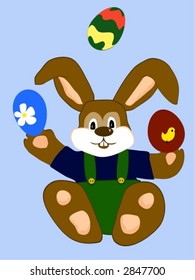 Easter bunny juggling eggs