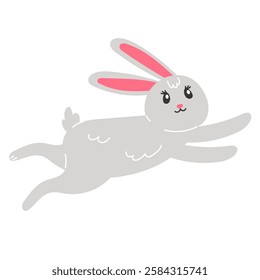 Easter Bunny Jumping, Design Element for Easter Greeting Card