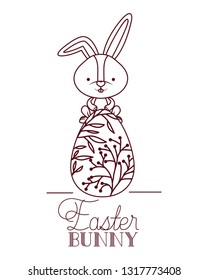 easter bunny label with egg isolated icon