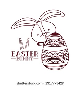 easter bunny label with egg isolated icon