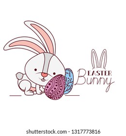 easter bunny label with egg isolated icon