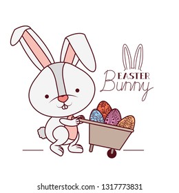 easter bunny label with egg isolated icon