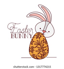 easter bunny label with egg isolated icon