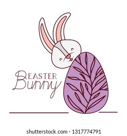 easter bunny label with egg isolated icon