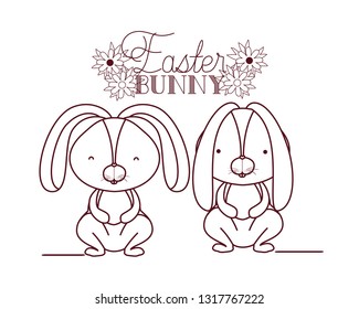easter bunny label isolated icon