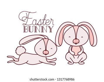 easter bunny label isolated icon