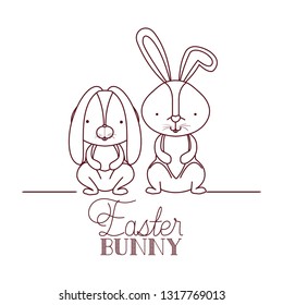 easter bunny label isolated icon