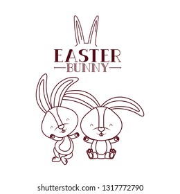 easter bunny label isolated icon