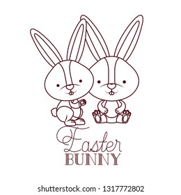 easter bunny label isolated icon