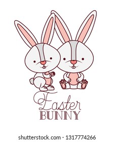 easter bunny label isolated icon