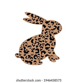 Easter bunny leopard print. Cute stylish silhouette rabbit leopard print.
