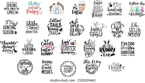 Easter Bunny Lettering Bundle, 26 Creatiive Easter quotes, Easter Egg