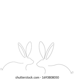 Easter bunny line drawing. Vector illustration